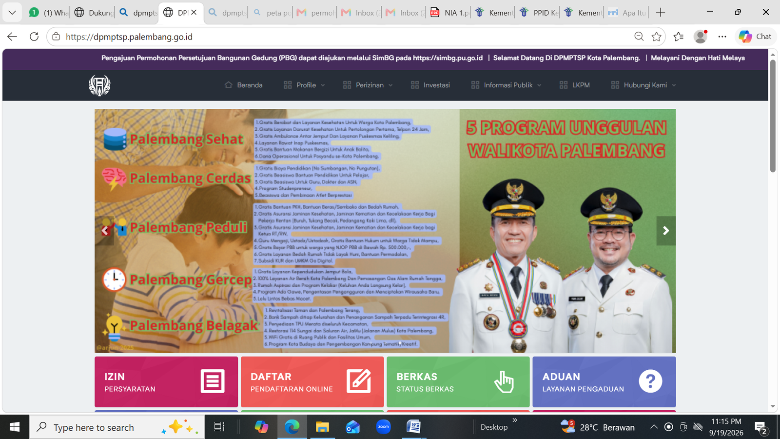 Walikota dan Wakil Walikota Palembang